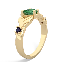 Lab Emerald Claddagh Keepsake 14K Yellow Gold ring R5245