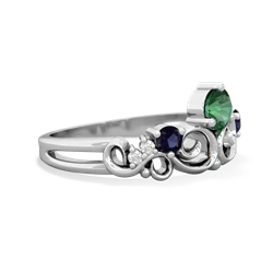 Lab Emerald Crown Keepsake 14K White Gold ring R5740