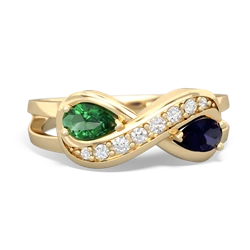 Lab Emerald Diamond Infinity 14K Yellow Gold ring R5390