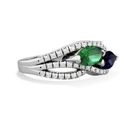 Lab Emerald Diamond Rivers 14K White Gold ring R3070