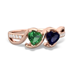 Lab Emerald Side By Side 14K Rose Gold ring R3090