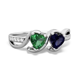 Lab Emerald Side By Side 14K White Gold ring R3090