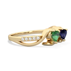 Lab Emerald Side By Side 14K Yellow Gold ring R3090