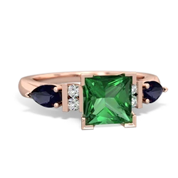 Lab Emerald 6Mm Princess Eternal Embrace Engagement 14K Rose Gold ring C2002