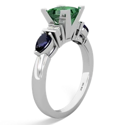 Lab Emerald 6Mm Princess Eternal Embrace Engagement 14K White Gold ring C2002