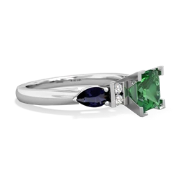 Lab Emerald 6Mm Princess Eternal Embrace Engagement 14K White Gold ring C2002