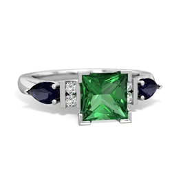 Lab Emerald 6Mm Princess Eternal Embrace Engagement 14K White Gold ring C2002