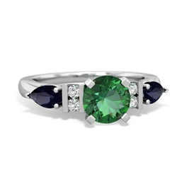 Lab Emerald 6Mm Round Eternal Embrace Engagement 14K White Gold ring R2005