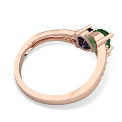 Lab Emerald Snuggling Hearts 14K Rose Gold ring R2178