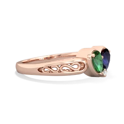 Lab Emerald Filligree 'One Heart' 14K Rose Gold ring R5070