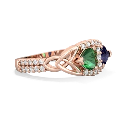 Lab Emerald Sparkling Celtic Knot 14K Rose Gold ring R2645