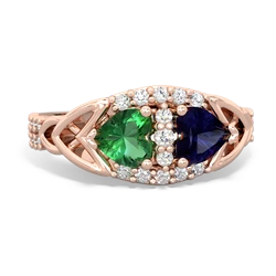 Lab Emerald Sparkling Celtic Knot 14K Rose Gold ring R2645