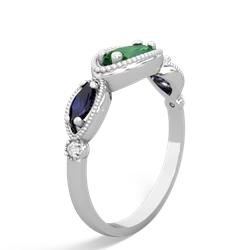 Lab Emerald Milgrain Marquise 14K White Gold ring R5700