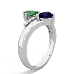 Lab Emerald Heart To Heart 14K White Gold ring R2064