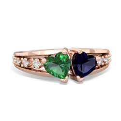 Lab Emerald Heart To Heart 14K Rose Gold ring R3342