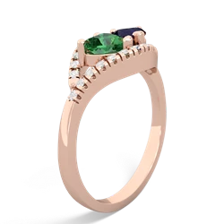 Lab Emerald Mother And Child 14K Rose Gold ring R3010