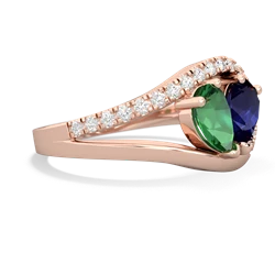 Lab Emerald Nestled Heart Keepsake 14K Rose Gold ring R5650