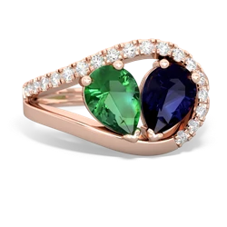 Lab Emerald Nestled Heart Keepsake 14K Rose Gold ring R5650