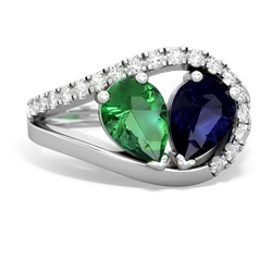 Lab Emerald Nestled Heart Keepsake 14K White Gold ring R5650