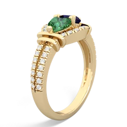 Lab Emerald Art-Deco Keepsake 14K Yellow Gold ring R5630