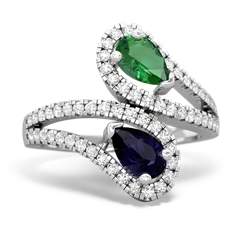 Lab Emerald Diamond Dazzler 14K White Gold ring R3000