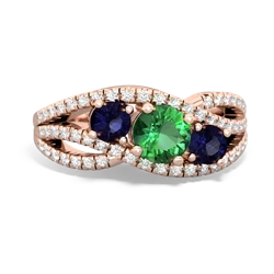 Lab Emerald Three Stone Aurora 14K Rose Gold ring R3080