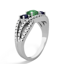 Lab Emerald Three Stone Aurora 14K White Gold ring R3080