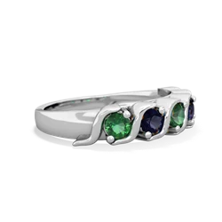 Lab Emerald Anniversary Band 14K White Gold ring R2089