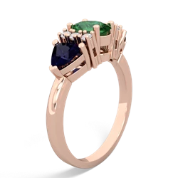 Lab Emerald Antique Style Three Stone 14K Rose Gold ring R2186