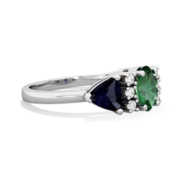 Lab Emerald Antique Style Three Stone 14K White Gold ring R2186