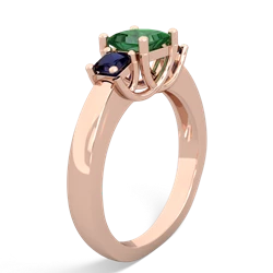 Lab Emerald Three Stone Trellis 14K Rose Gold ring R4015