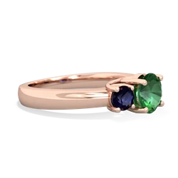 Lab Emerald Three Stone Round Trellis 14K Rose Gold ring R4018