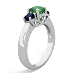 Lab Emerald Three Stone Round Trellis 14K White Gold ring R4018