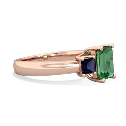 Lab Emerald Three Stone Emerald-Cut Trellis 14K Rose Gold ring R4021