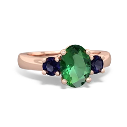 Lab Emerald Three Stone Oval Trellis 14K Rose Gold ring R4024