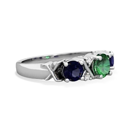 Lab Emerald Hugs And Kisses 14K White Gold ring R5016