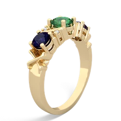 Lab Emerald Hugs And Kisses 14K Yellow Gold ring R5016