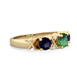 Lab Emerald Hugs And Kisses 14K Yellow Gold ring R5016