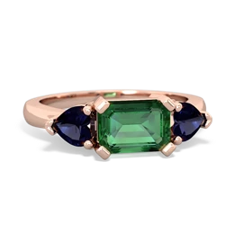 Lab Emerald Three Stone 14K Rose Gold ring R5235