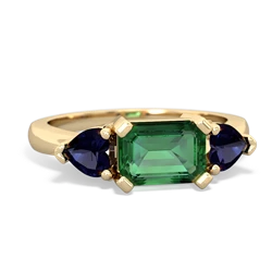 Lab Emerald Three Stone 14K Yellow Gold ring R5235