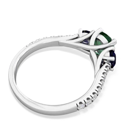 Lab Emerald Pave Trellis 14K White Gold ring R5500