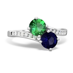 Lab Emerald Channel Set Two Stone 14K White Gold ring R5303