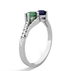 Lab Emerald Infinity Pave Two Stone 14K White Gold ring R5285