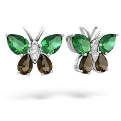 Lab Emerald Butterfly 14K White Gold earrings E2215