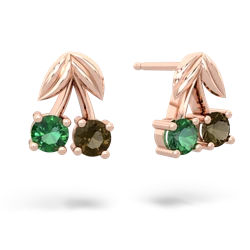 Lab Emerald Sweet Cherries 14K Rose Gold earrings E7001