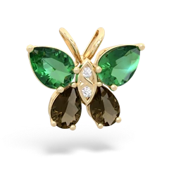 Lab Emerald Butterfly 14K Yellow Gold pendant P2215