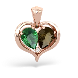 Lab Emerald Two Become One 14K Rose Gold pendant P5330