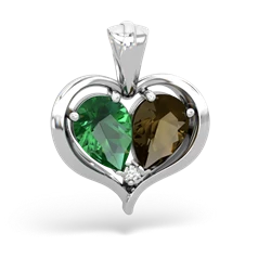 Lab Emerald Two Become One 14K White Gold pendant P5330