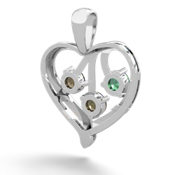 Lab Emerald Glowing Heart 14K White Gold pendant P2233