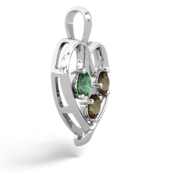 Lab Emerald Glowing Heart 14K White Gold pendant P2233